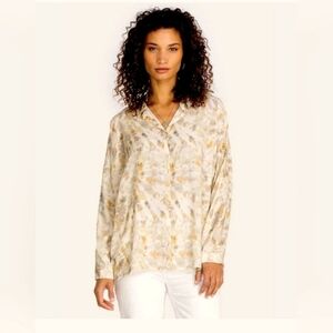 Johnny Was Calme Relaxed Boxy Button Up Shirt In Cream Tie Dye Size Small